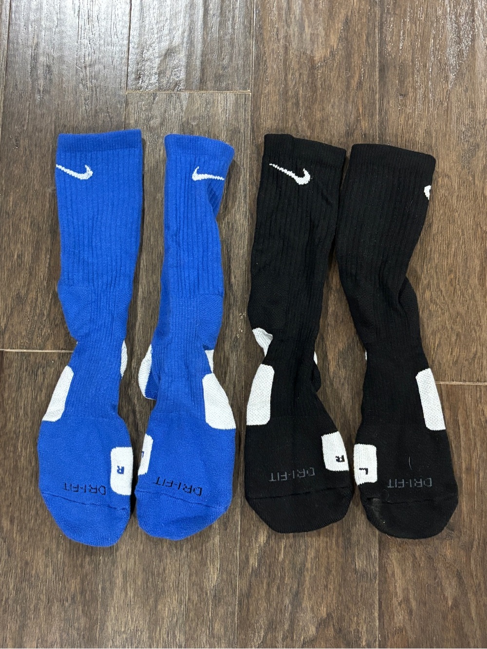 Nike Elite Men’s Large Crew Athletic Socks - Blue and Black (2 Pairs)